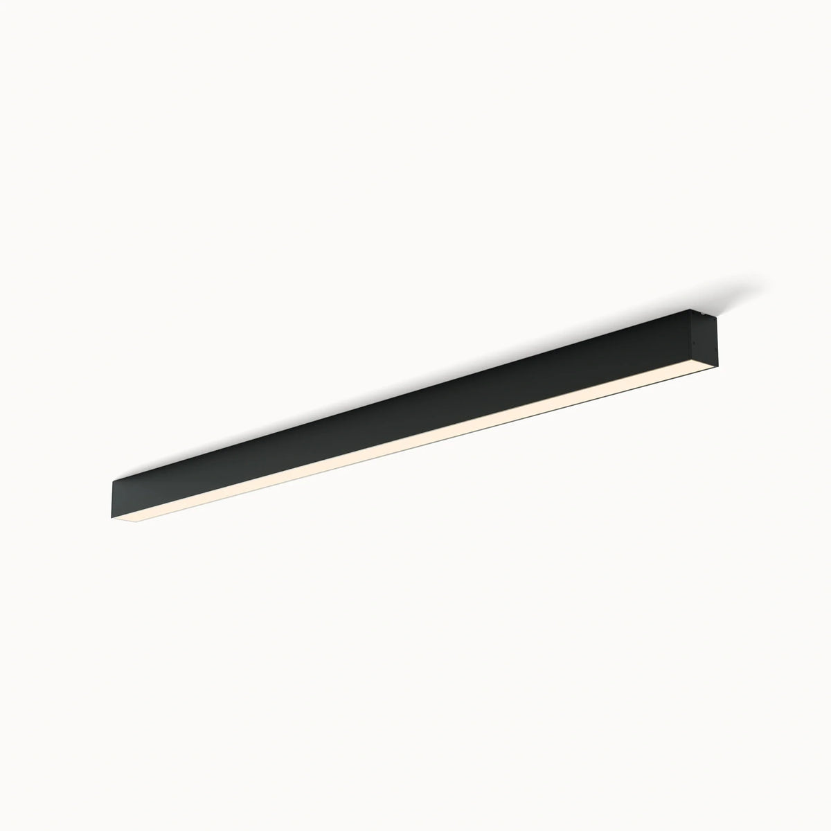 A slim black long linear Flush Mount Light shown on a white background, highlighting its low-profile ceiling-mounted body and acrylic diffuser.