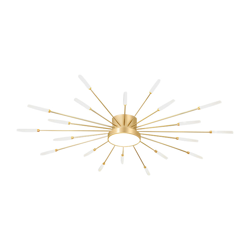 Nuvlight Fireworks Swirl Ceiling Light for Living Room Gold 20+1 Lights Dimmable With Remote