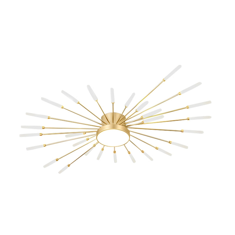 Nuvlight Fireworks Swirl Ceiling Light for Living Room Gold 28+1 Lights Dimmable With Remote