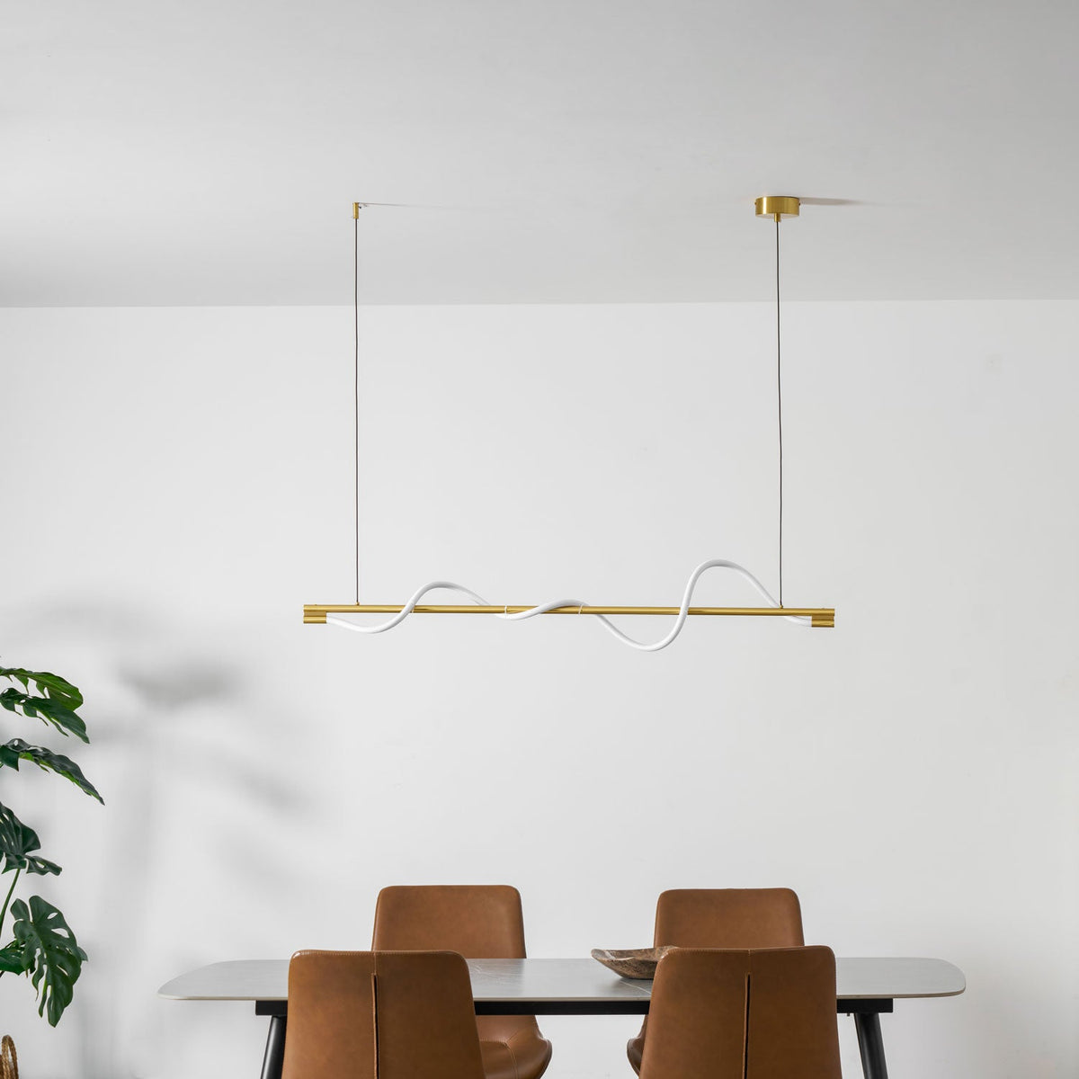 Linear Wave Pendant Light for Kitchen Island