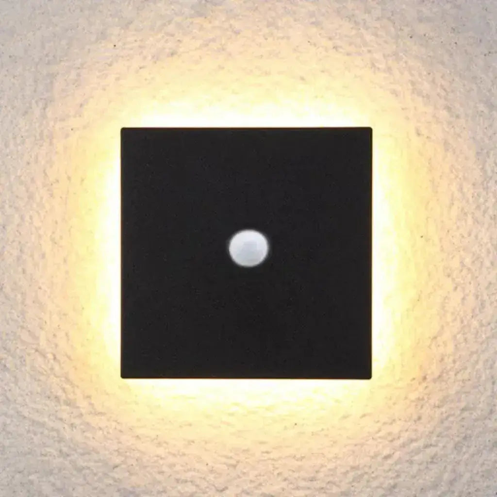 Solara Minimalist LED Outdoor Wall Lamp – Black/White Round/Square Porch Sensor Light