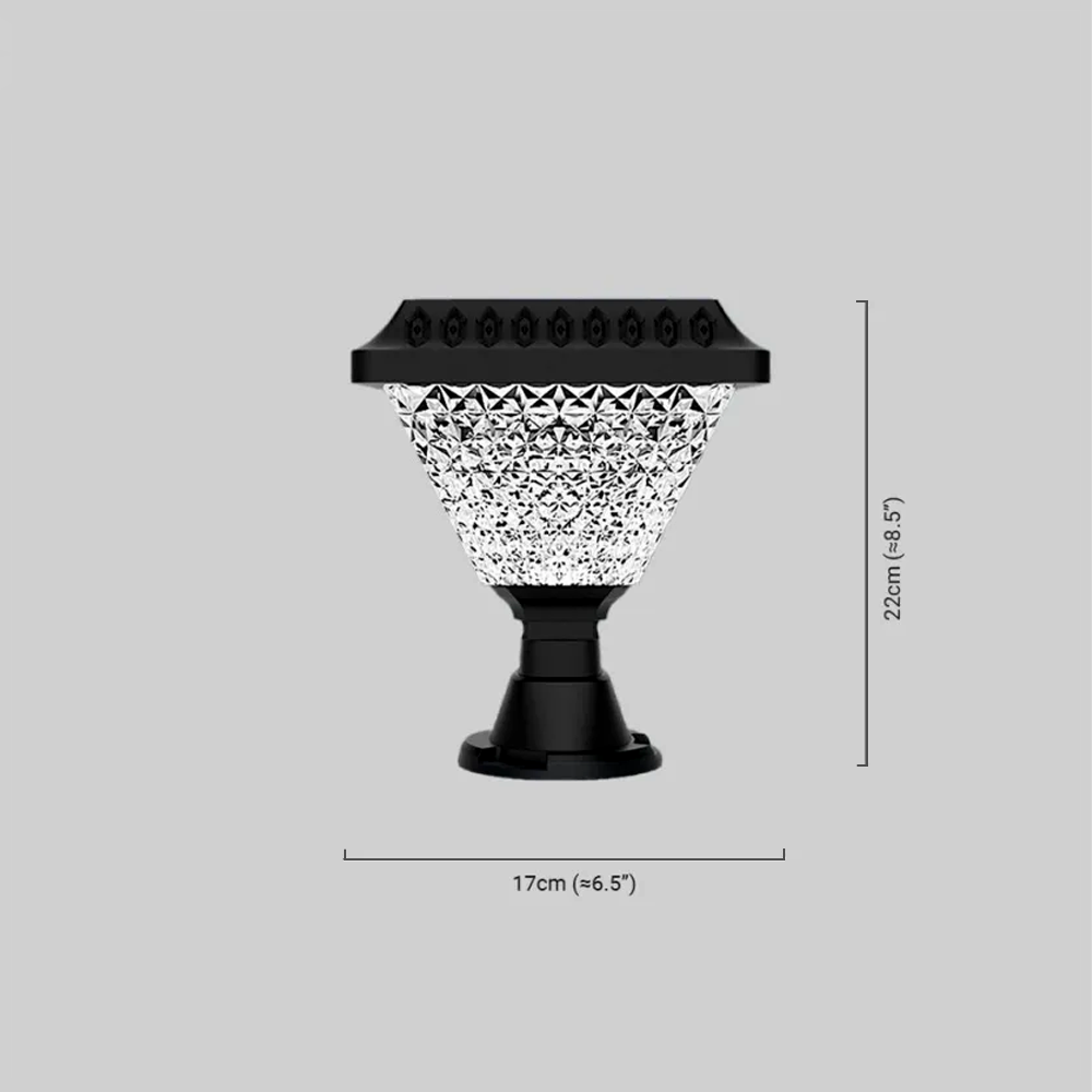 Lunara Art Deco Solar Outdoor Pillar Lights - Black Acrylic Hexagon for Modern Gardens