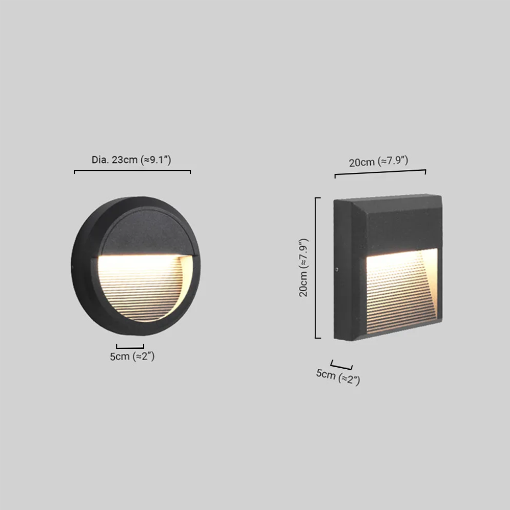 Irondale Modern Metal/Acrylic Outdoor Deck Step Lights - Black Round/Square Staircase