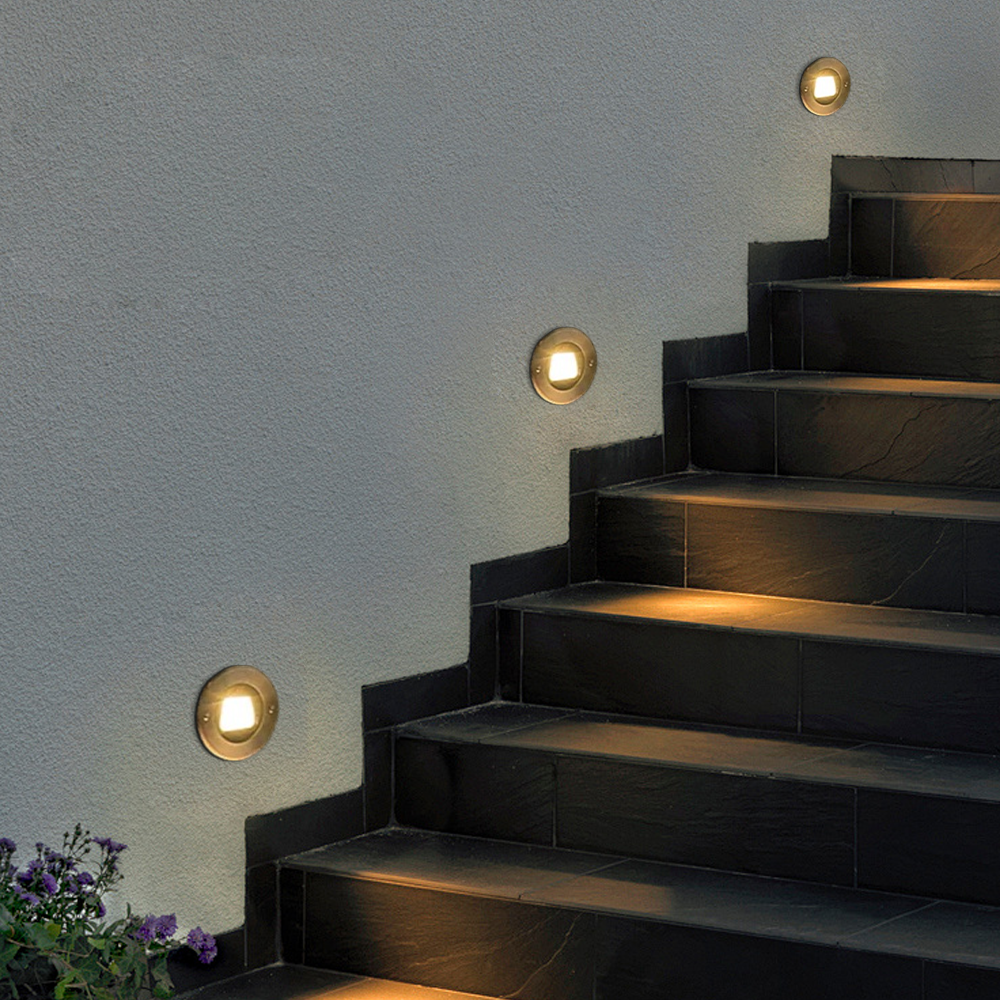Irondale Minimalist Outdoor Deck Lights - Black Metal & Glass Cylindrical for Stairs