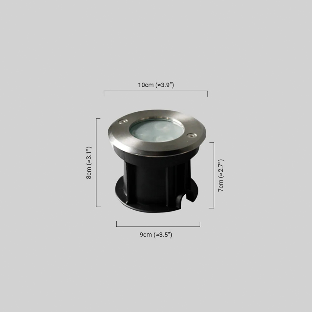 Irondale Minimalist Outdoor Ground Lights - Black Metal & Glass Round Design for Garden