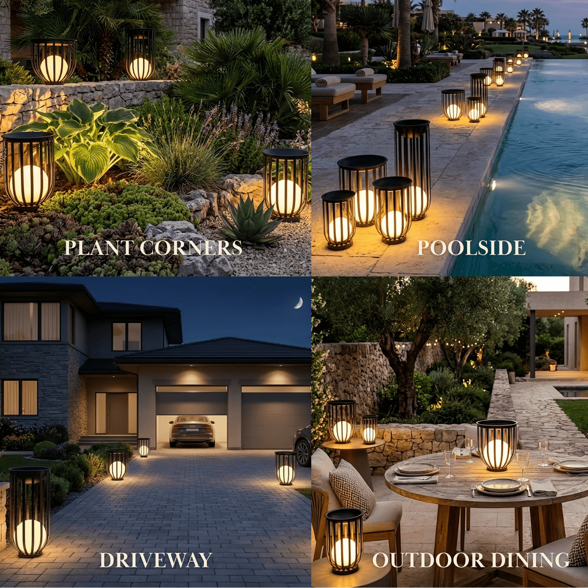 Arcato Modern Black Outdoor Floor Lamp – Metal Lantern Solar Light for Garden or Walkway