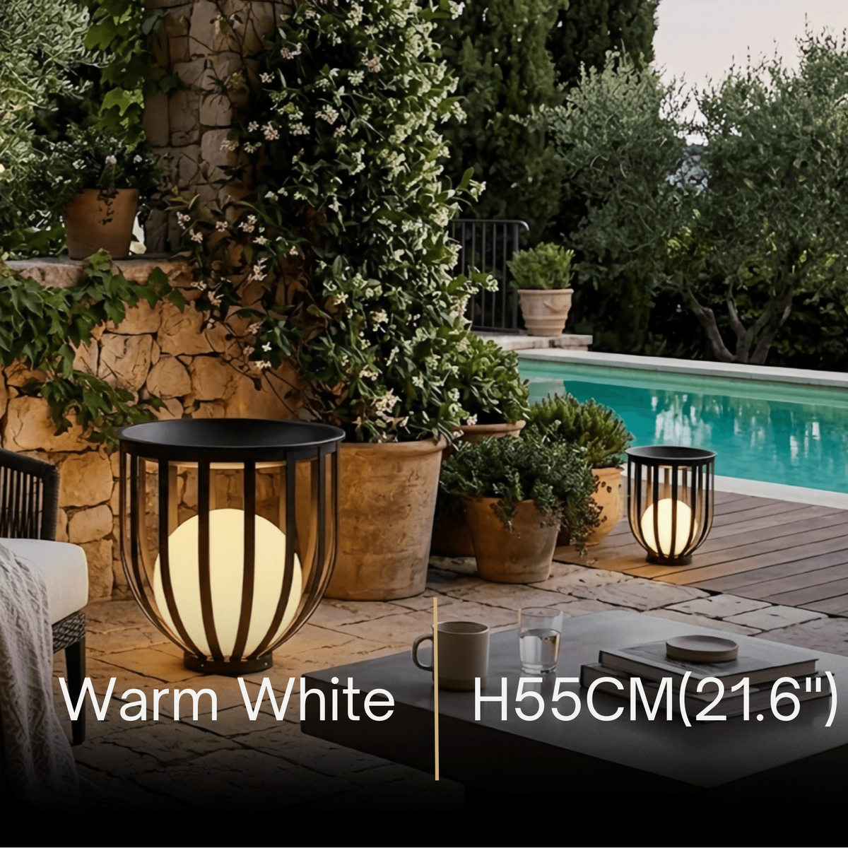 Arcato Modern Black Outdoor Floor Lamp – Metal Lantern Solar Light for Garden or Walkway