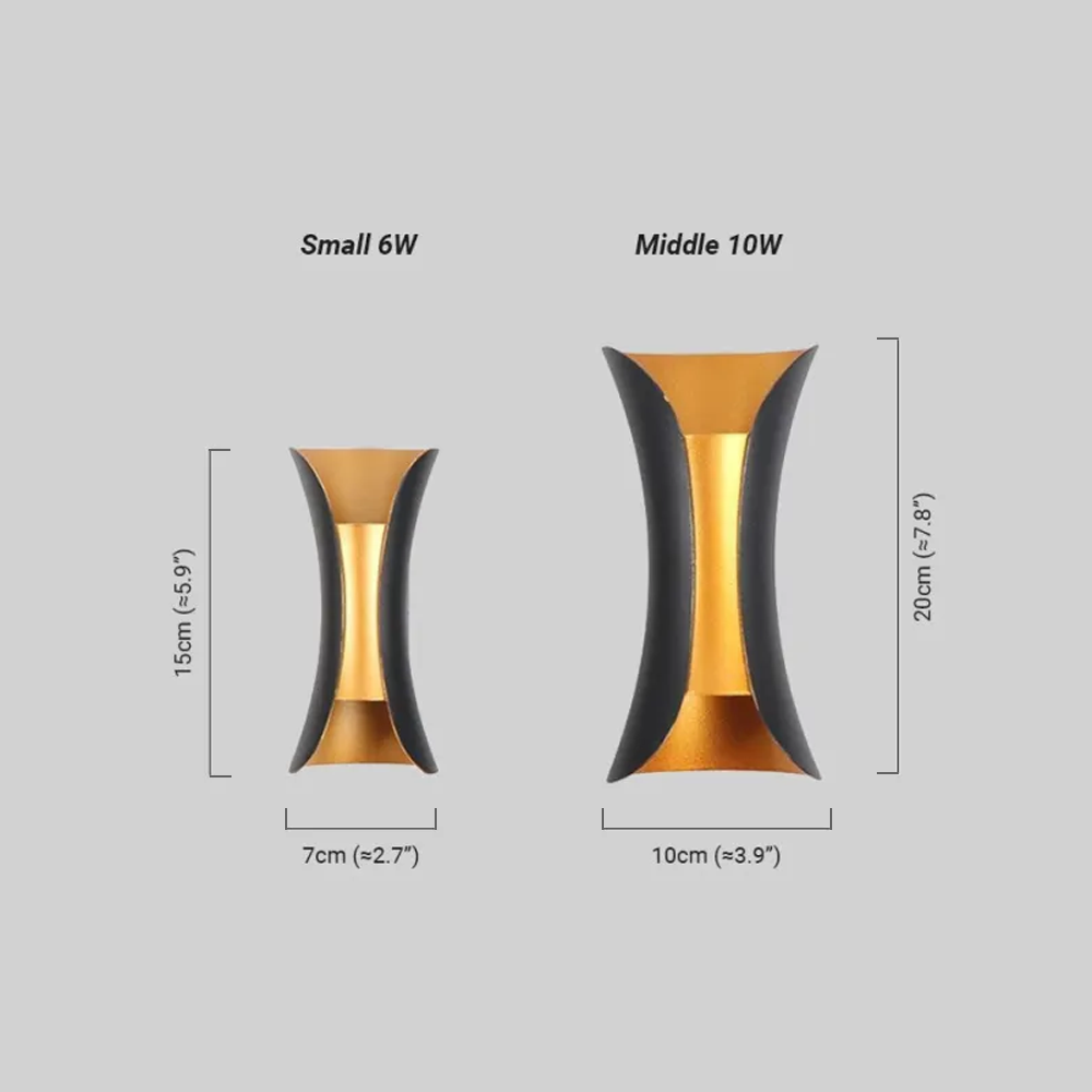 Irondale Modern Curved LED Outdoor Wall Sconce – Wall-Mounted Fixture for Courtyard/Patio