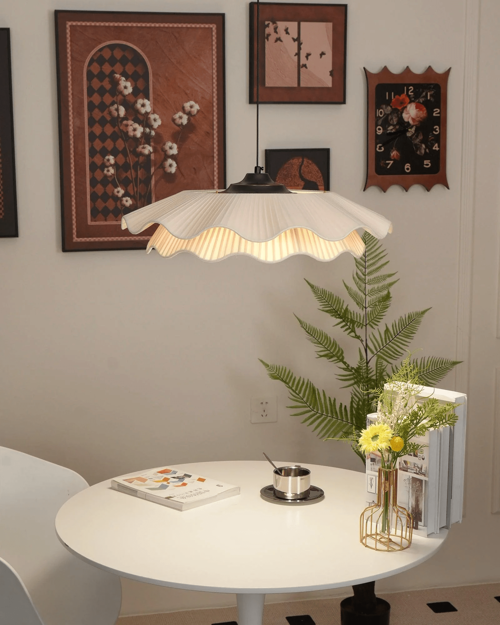 Arwen Handmade Fabric Ripple Pendant - Modern Minimalist Wave Chandelier for Dining Table
