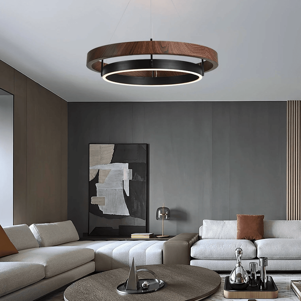 Haloa Minimalist Ring Pendant - Modern LED Circular Chandelier for Living Room & Foyer