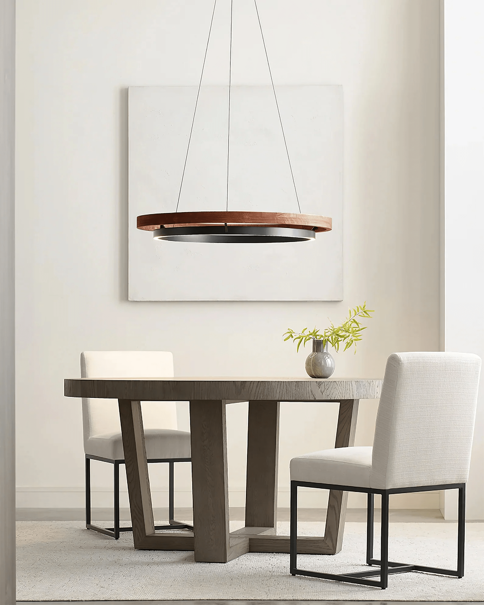 Haloa Minimalist Ring Pendant - Modern LED Circular Chandelier for Living Room & Foyer