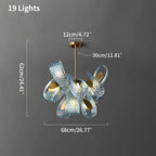 Peacock Blue Art Glass Chandelier - Hand-Blown Rippled Glass Pendant for Luxury Dining Room