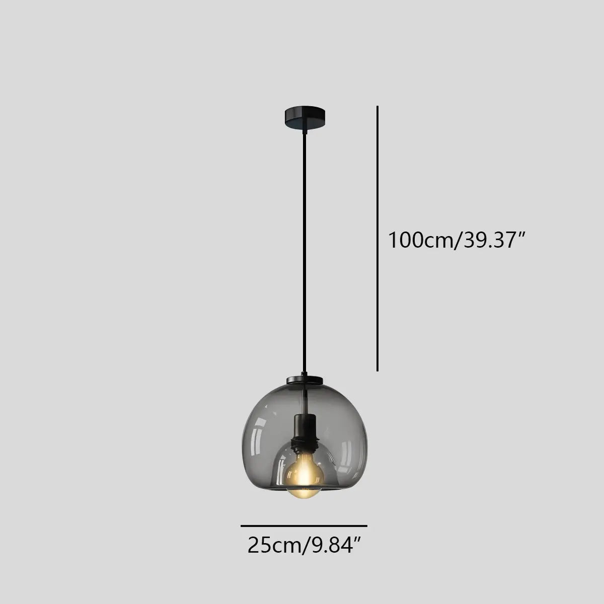 Nuvlight Smoky Grey Glass Pendant Light