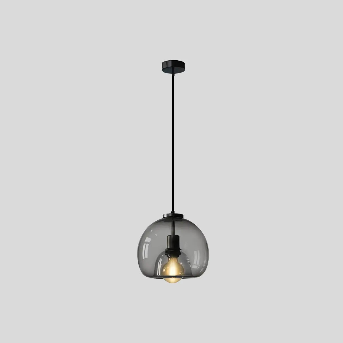 Smoky Grey Glass Pendant Light 1 Head