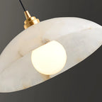Modern Alabaster Pendant Light with Copper Accents
