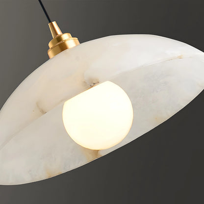 Modern Alabaster Pendant Light with Copper Accents