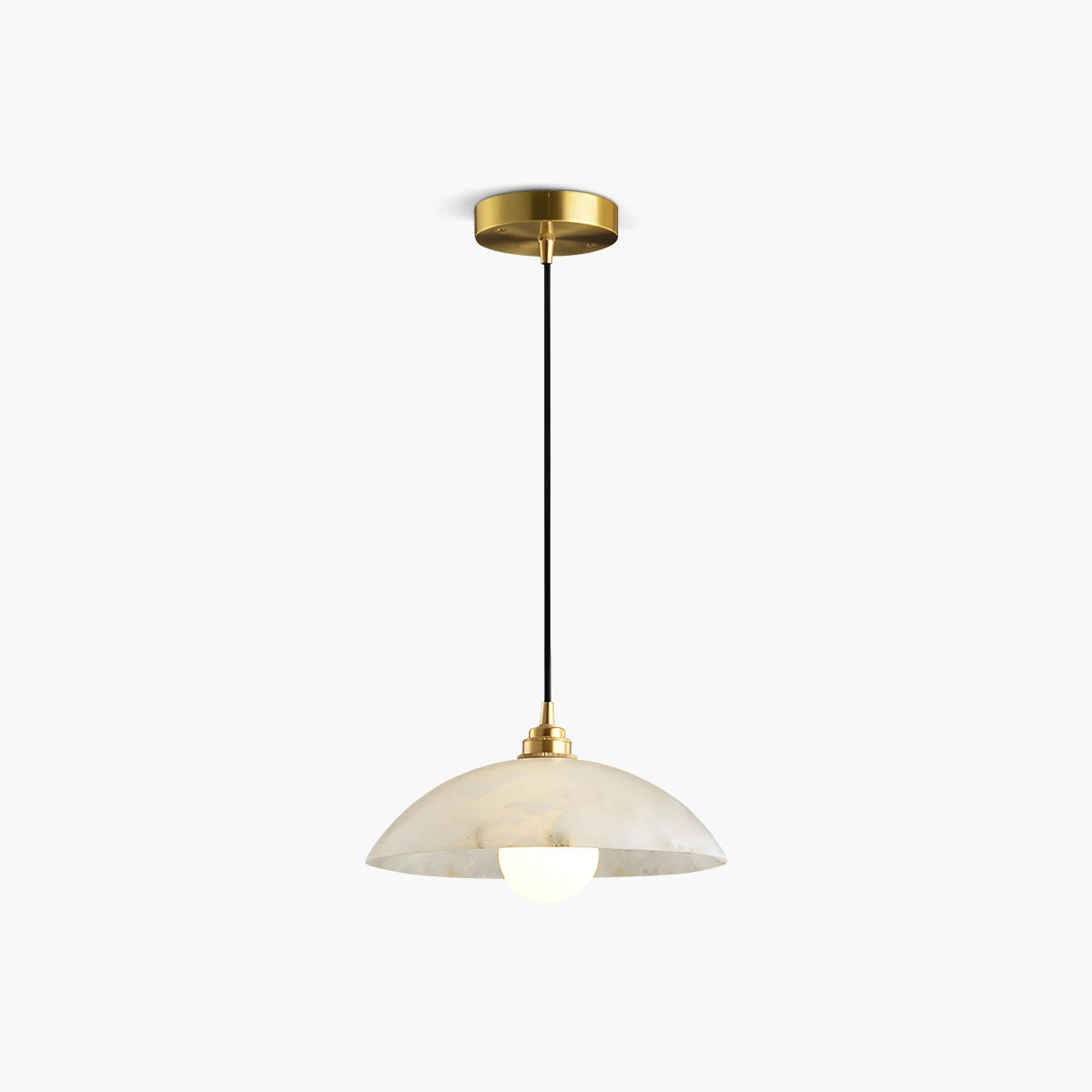 Modern Alabaster Pendant Light with Copper Accents