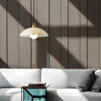 Modern Alabaster Pendant Light with Copper Accents