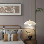 Modern Alabaster Pendant Light with Copper Accents