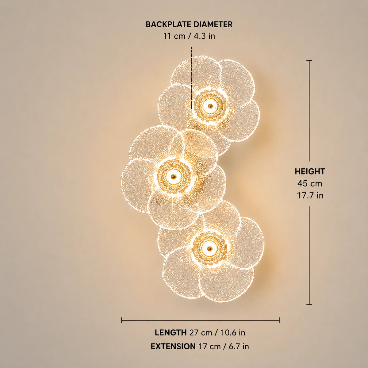 Elowen Cascading Glass Flower Wall Light