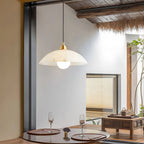 Modern Alabaster Pendant Light with Copper Accents