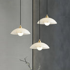Modern Alabaster Pendant Light with Copper Accents