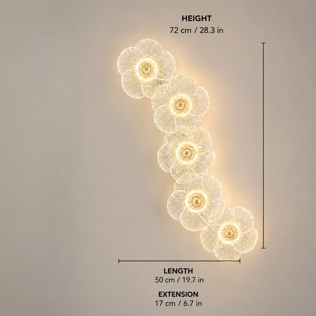 Elowen Cascading Glass Flower Wall Light