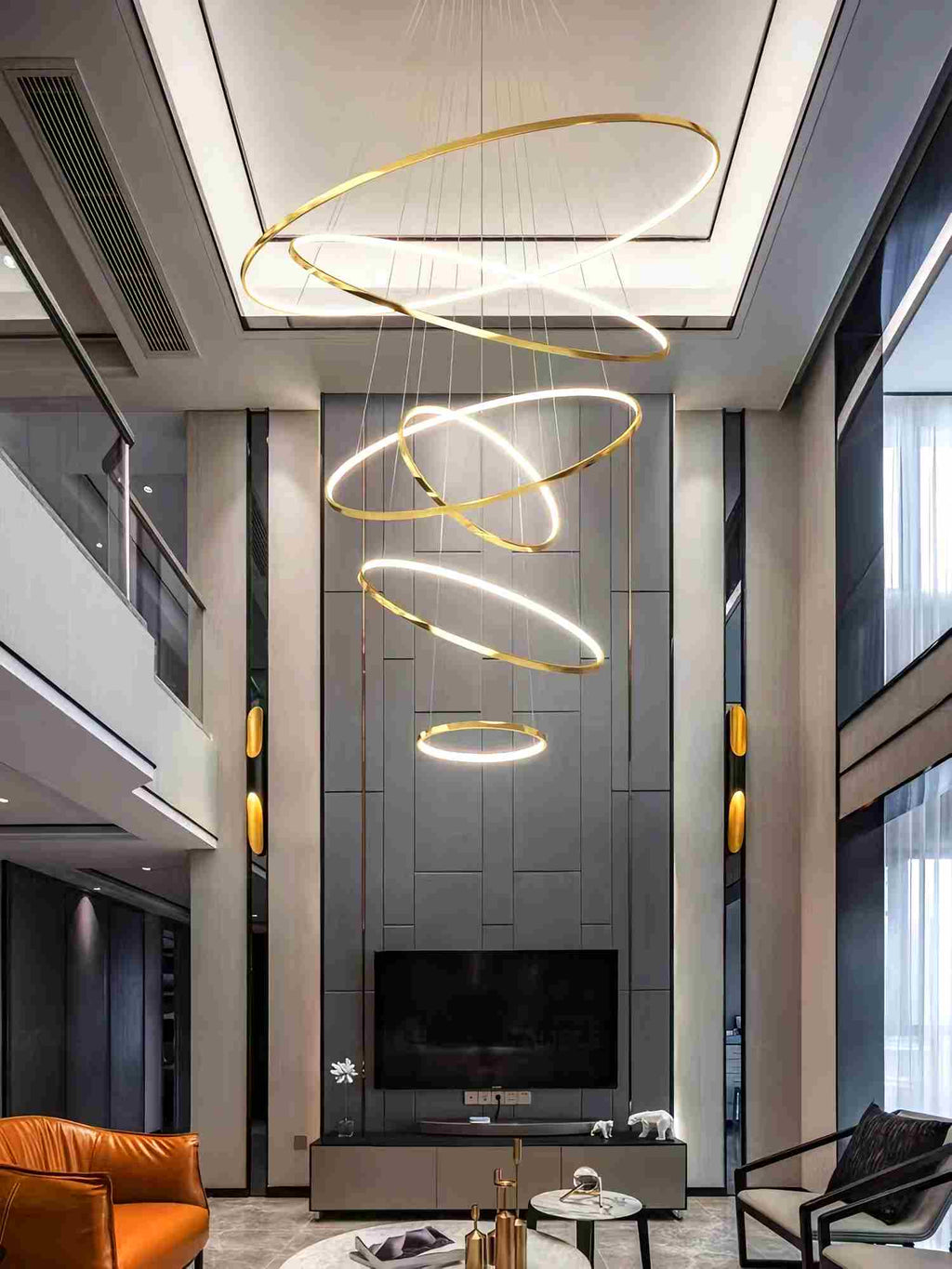 Grand Tiered Ring Chandelier - Modern Luxury Multi-Tier Lighting for Foyer & High Ceiling