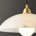 Modern Alabaster Pendant Light with Copper Accents