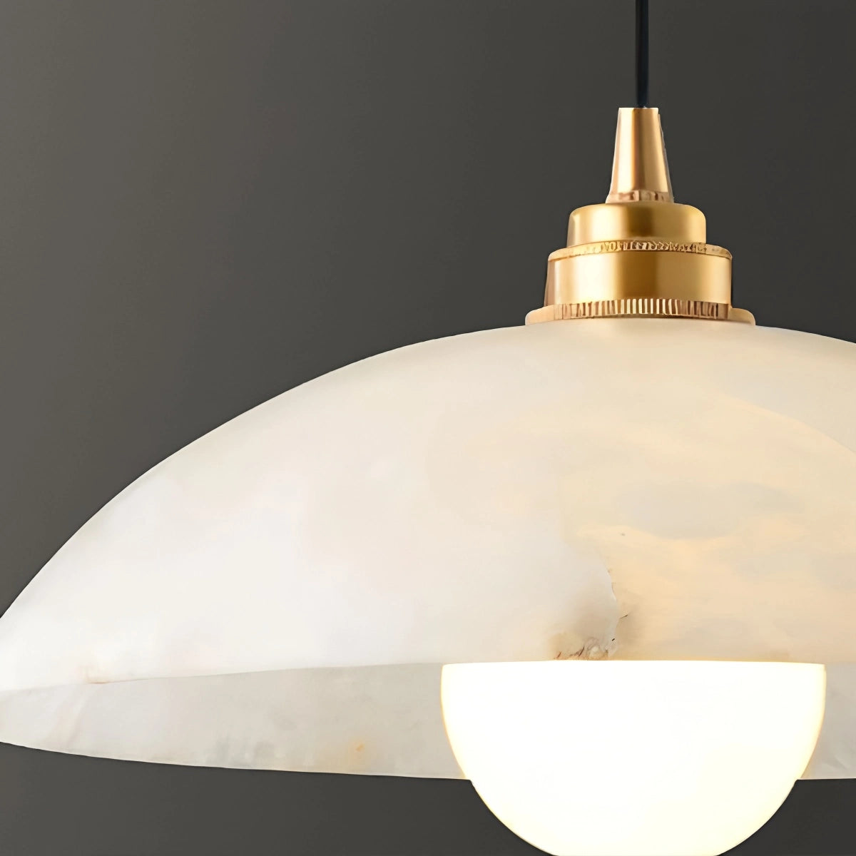 Modern Alabaster Pendant Light with Copper Accents