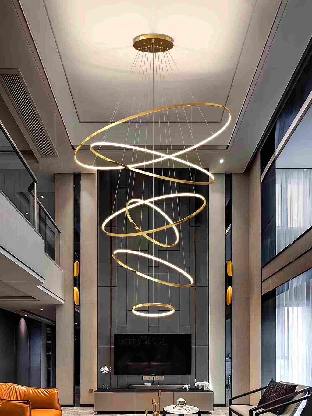 Grand Tiered Ring Chandelier - Modern Luxury Multi-Tier Lighting for Foyer & High Ceiling