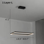 Modern Black Rectangular Chandelier - Tiered Linear Pendant Light for Dining Table & Island