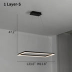 Modern Black Rectangular Chandelier - Tiered Linear Pendant Light for Dining Table & Island