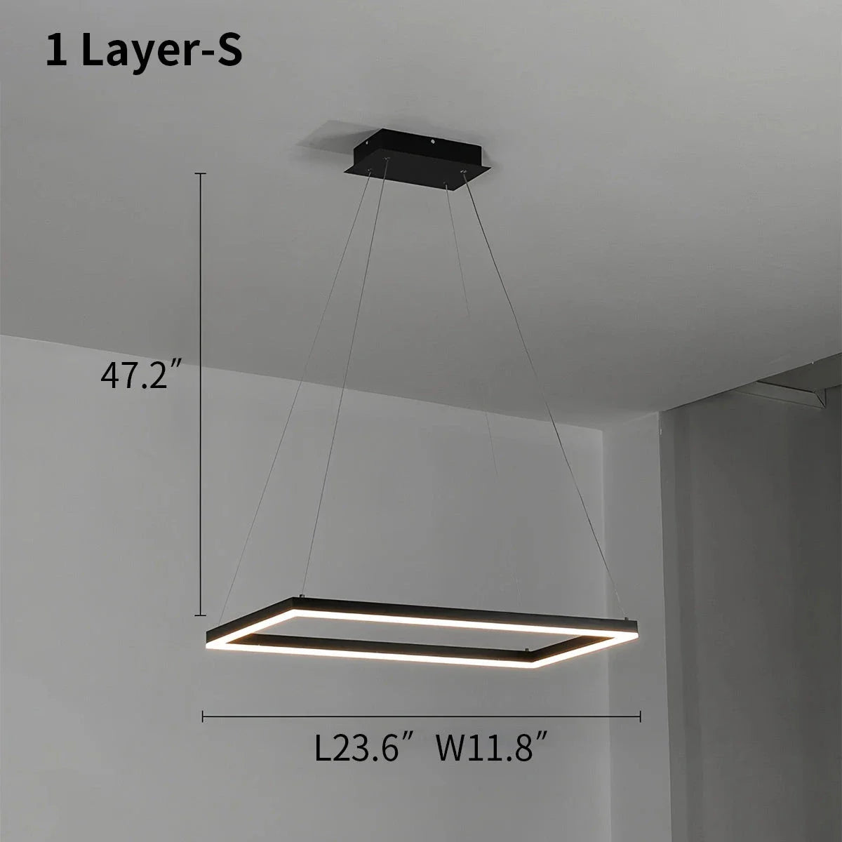 Modern Black Rectangular Chandelier - Tiered Linear Pendant Light for Dining Table & Island