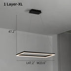 Modern Black Rectangular Chandelier - Tiered Linear Pendant Light for Dining Table & Island