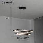 Modern Black Rectangular Chandelier - Tiered Linear Pendant Light for Dining Table & Island