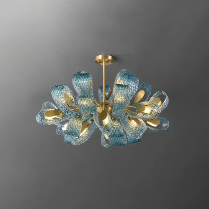 blue art glass chandelier