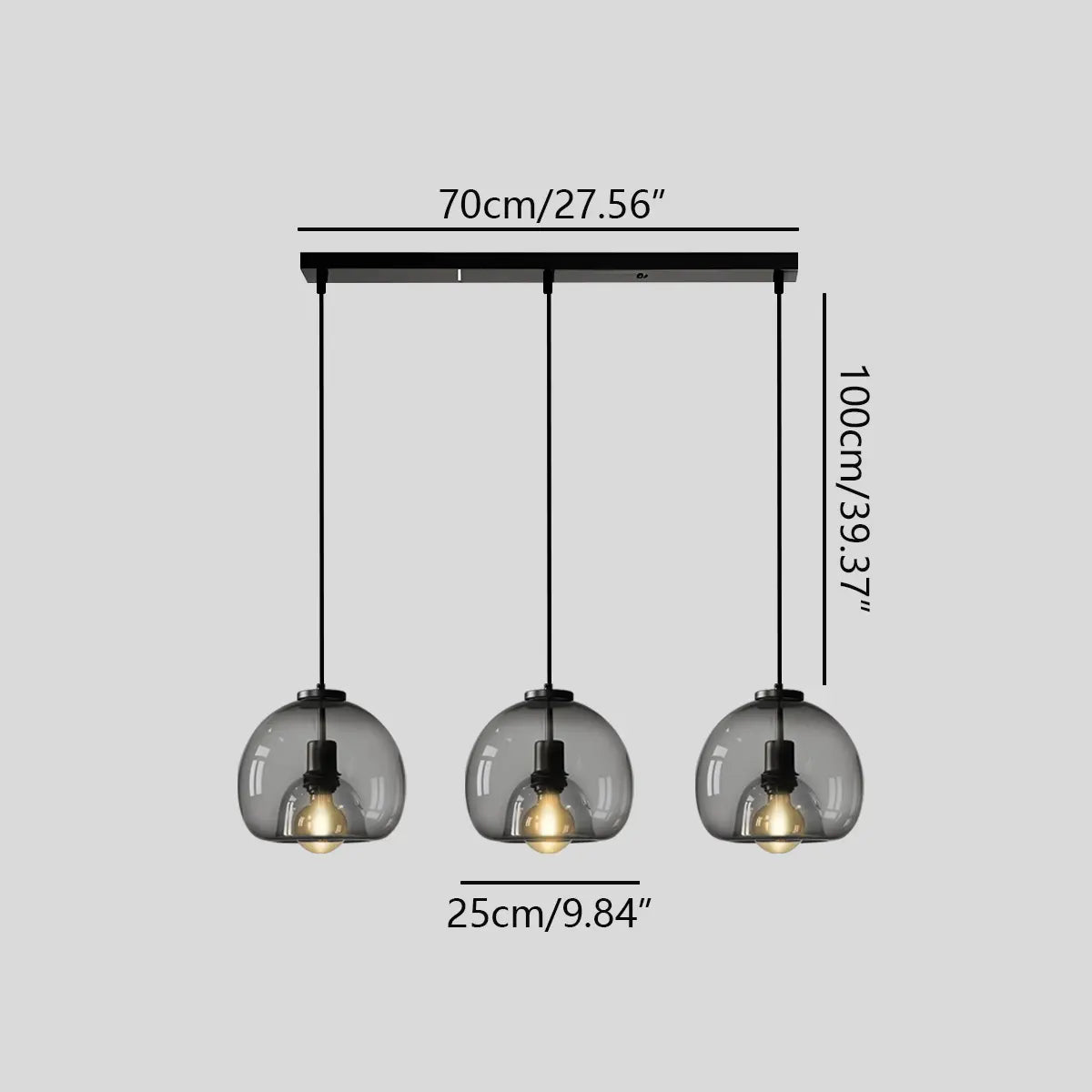 Nuvlight Smoky Grey Glass Pendant Light