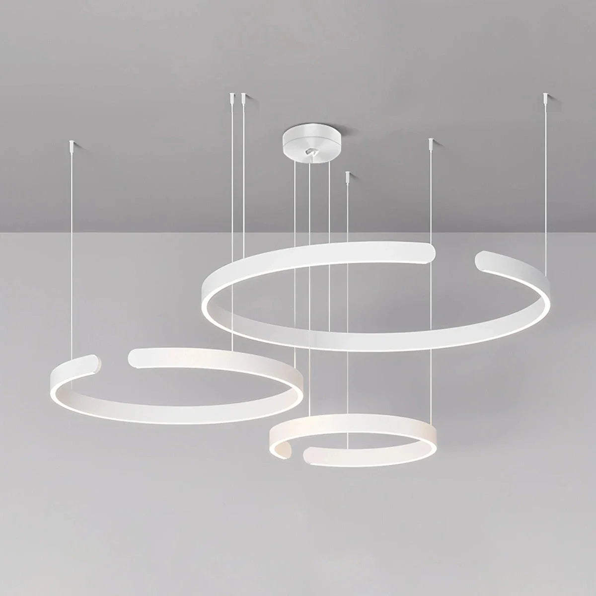 Modern Ring Chandelier - Minimalist LED Circular Pendant Light for Living Room & Office