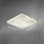 Ultra-Slim Alabaster Ceiling Light - Luxury Spanish Stone Square Flush Mount for Bedroom