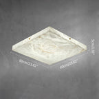 Ultra-Slim Alabaster Ceiling Light - Luxury Spanish Stone Square Flush Mount for Bedroom