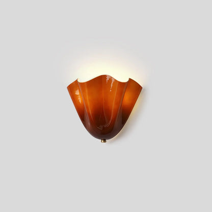 Nuvlight Vintage Flower Colored Glass Wall Lamp Amber Warm Light
