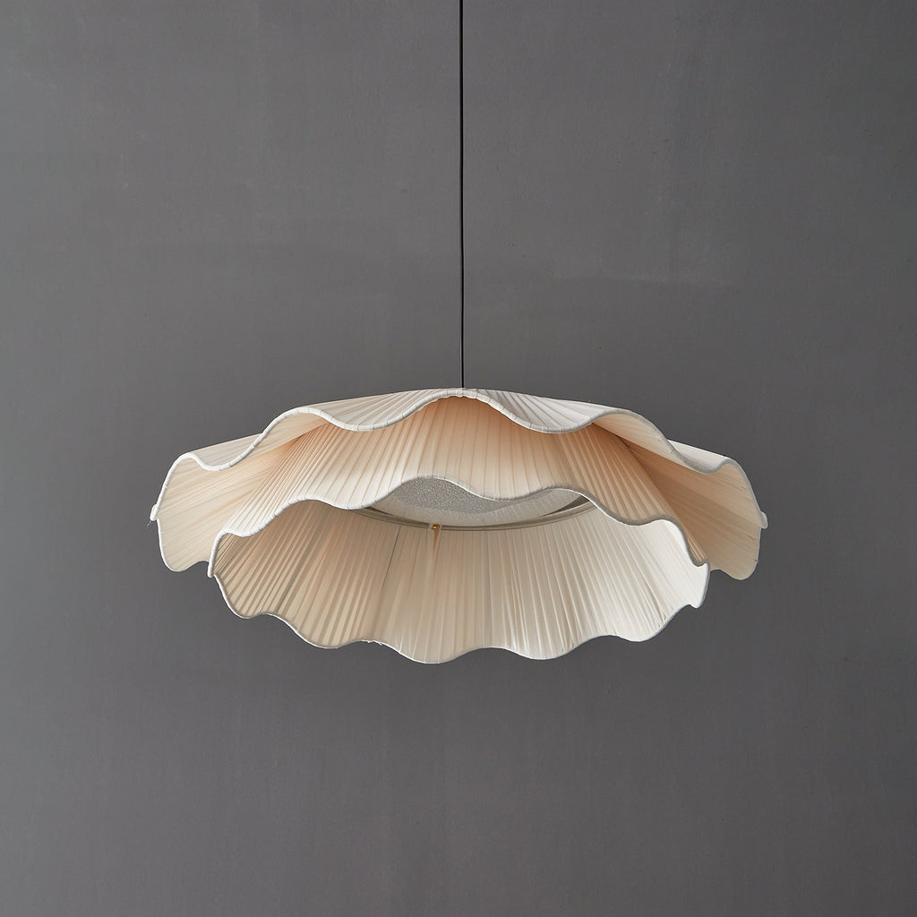 Arwen Handmade Fabric Ripple Pendant - Modern Minimalist Wave Chandelier for Dining Table