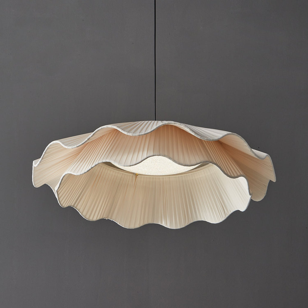 Arwen Handmade Fabric Ripple Pendant - Modern Minimalist Wave Chandelier for Dining Table