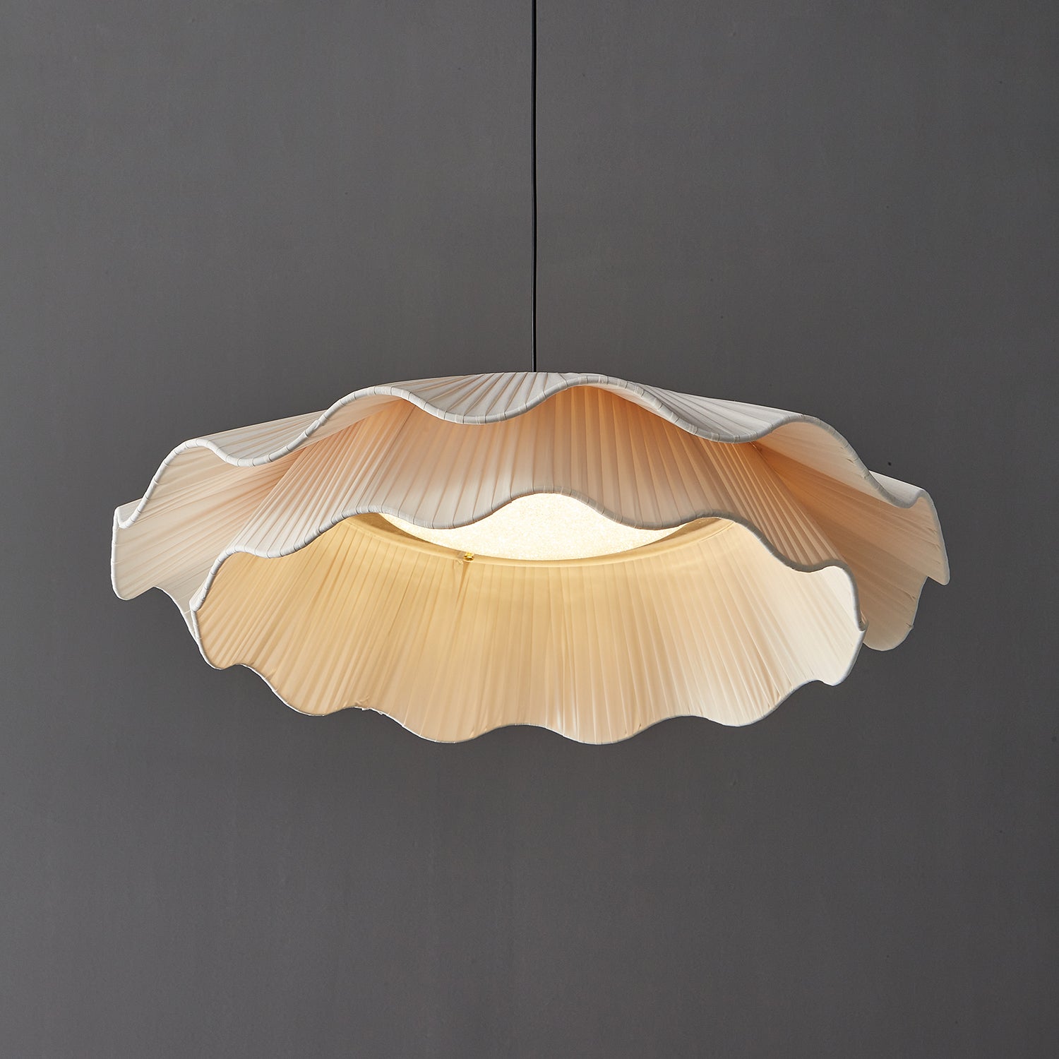Arwen Handmade Fabric Ripple Pendant - Modern Minimalist Wave Chandelier for Dining Table