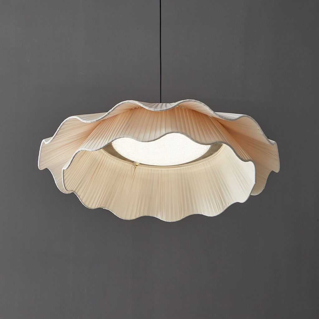 Arwen Handmade Fabric Ripple Pendant - Modern Minimalist Wave Chandelier for Dining Table