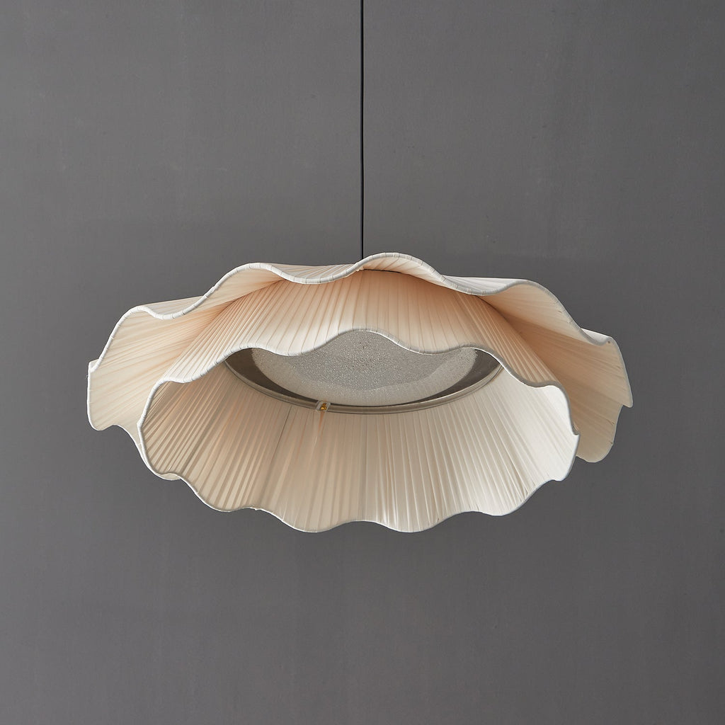 Arwen Handmade Fabric Ripple Pendant - Modern Minimalist Wave Chandelier for Dining Table