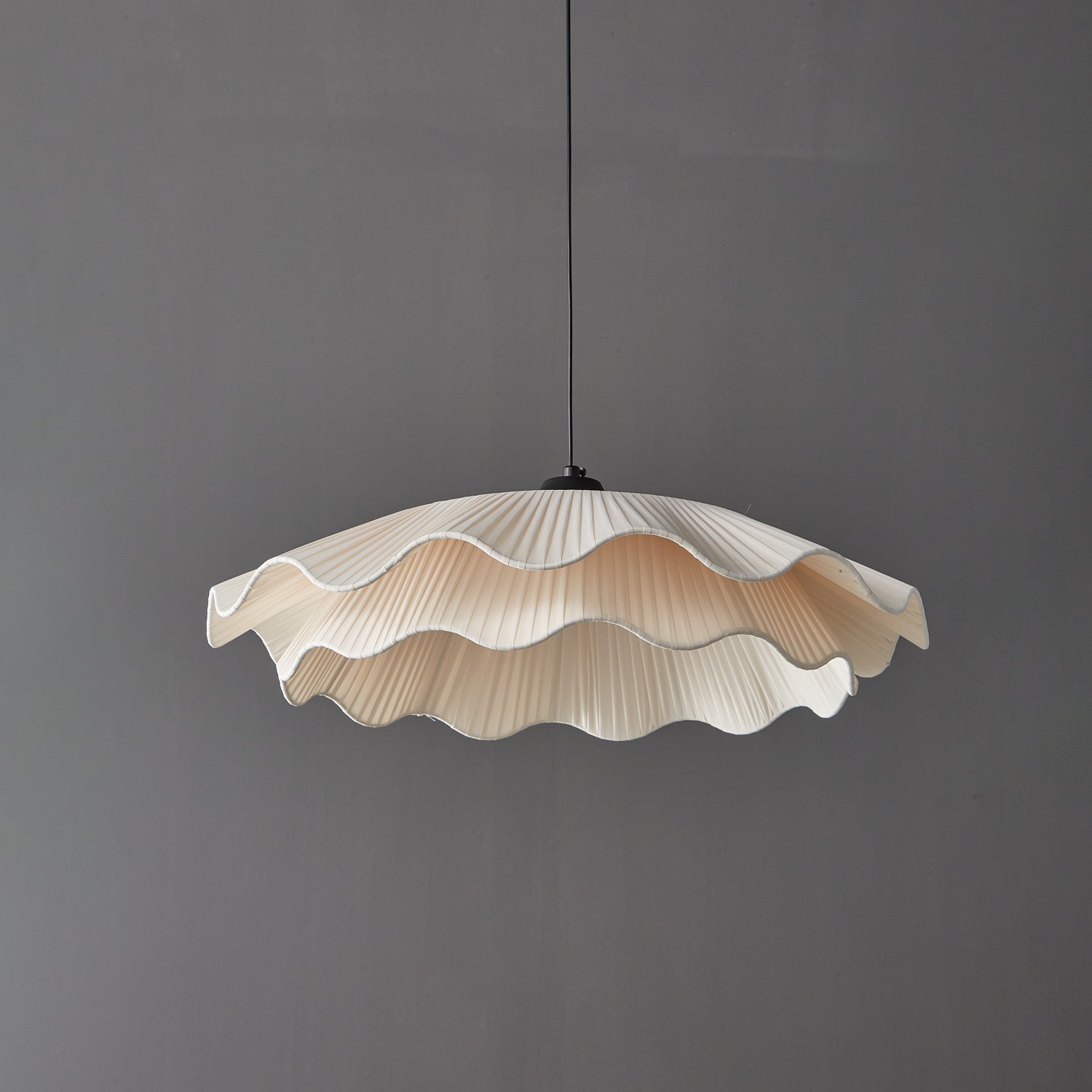 Arwen Handmade Fabric Ripple Pendant - Modern Minimalist Wave Chandelier for Dining Table