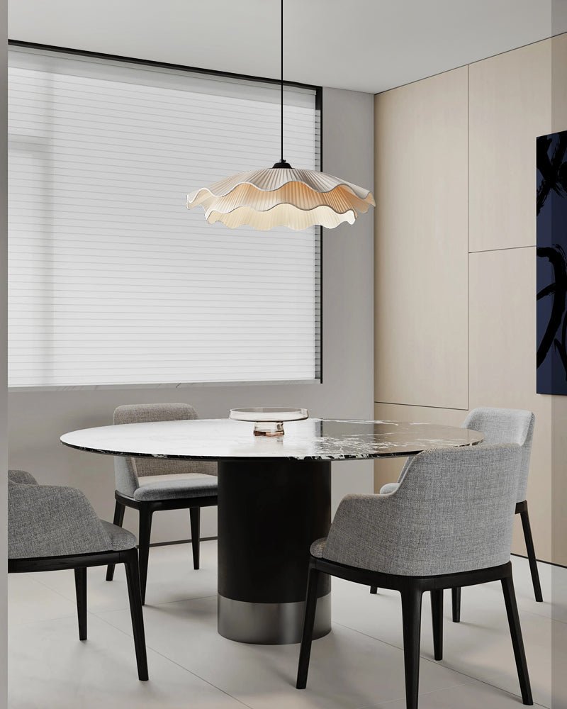 Arwen Handmade Fabric Ripple Pendant - Modern Minimalist Wave Chandelier for Dining Table