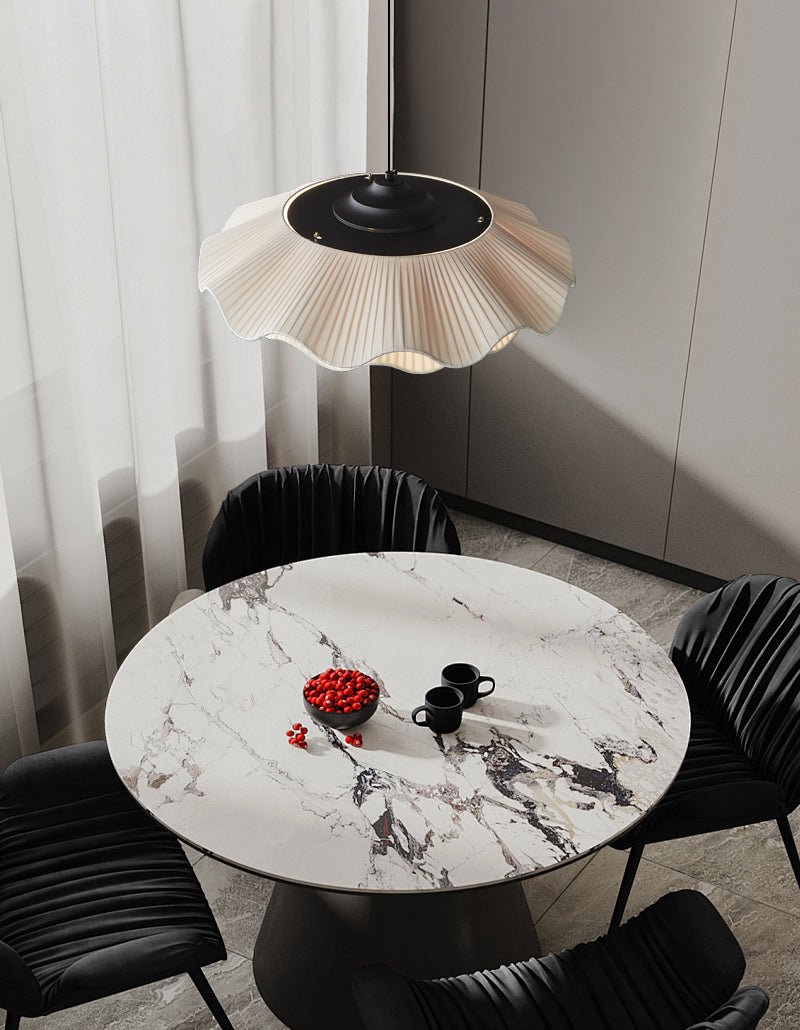 Arwen Handmade Fabric Ripple Pendant - Modern Minimalist Wave Chandelier for Dining Table